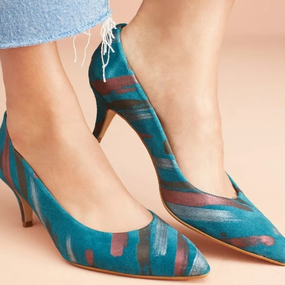 Anthropologie Embossed Kitten Heels Size 41/10 - Picture 6 of 6